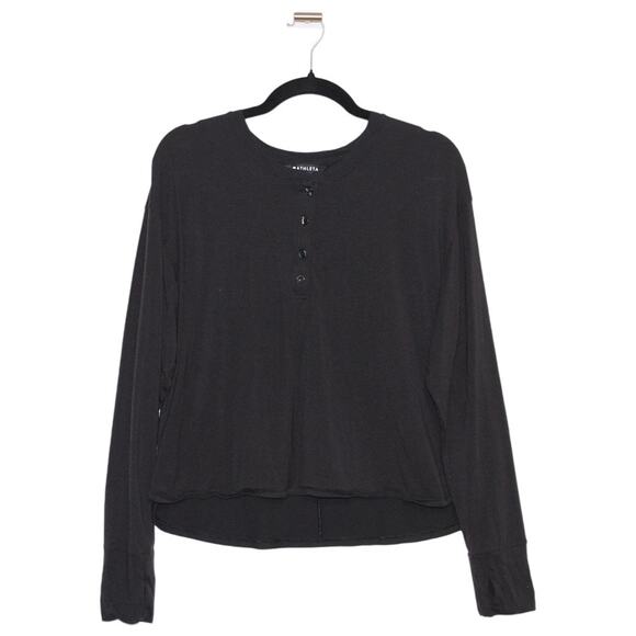 Athleta Canyon Henley Top Black Size Large - Picture 2 of 5